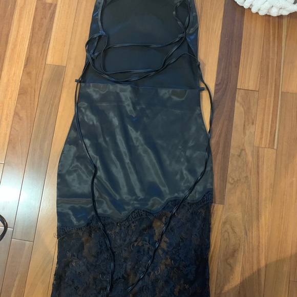 Silk midi lace black dress - Picture 2 of 6